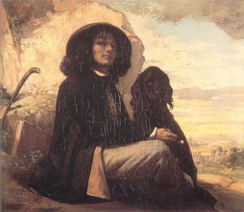 古斯塔夫 庫爾貝 Self Portrait( Courbet with a Black Dog)